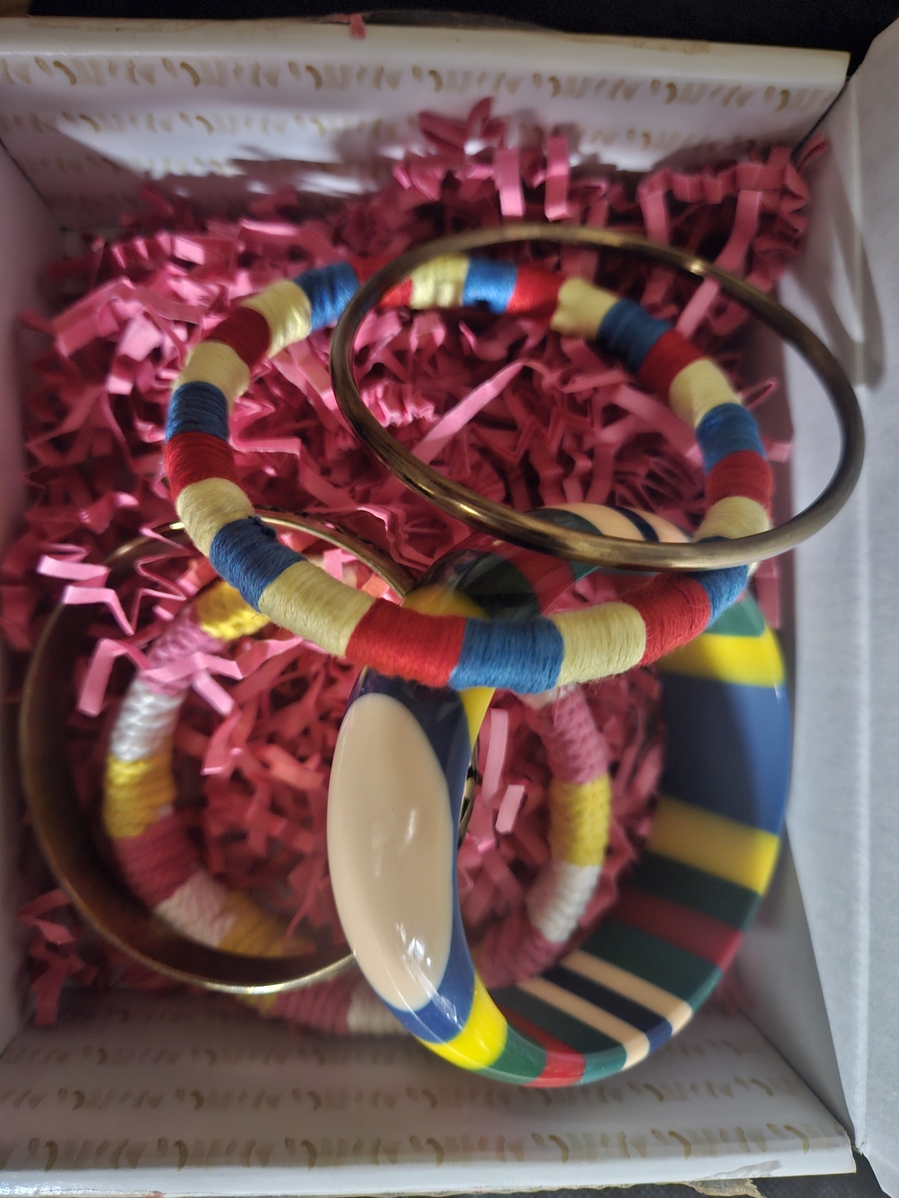Sassy Jones Multicolor Wrapped and Striped Bangle Bracelet Set